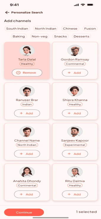 Personalize your AI - select chef channels and search YouTube recipes